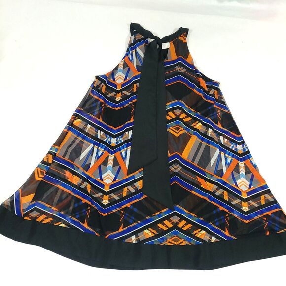 Beige ECI Y2K abstract Halter Tie Top S tunic lined art to wear lagan look - Picture 8 of 9